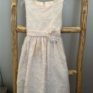 Cinderella Pink & White Lace & Sequins Floral Kids Dress